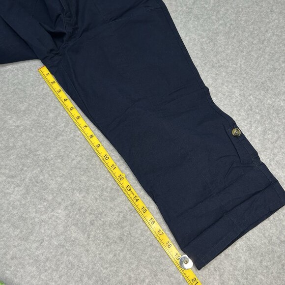 CHRISTOPHER & BANKS Capris Womens 10 Navy Cotton Linen Adjustable Length Crop - Picture 11 of 11